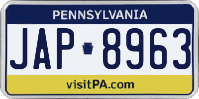 PA license plate JAP8963