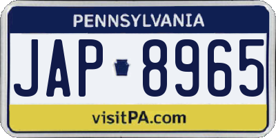 PA license plate JAP8965