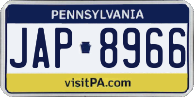 PA license plate JAP8966