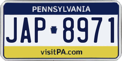 PA license plate JAP8971