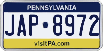PA license plate JAP8972