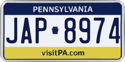 PA license plate JAP8974