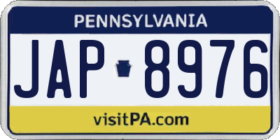 PA license plate JAP8976