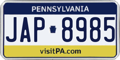 PA license plate JAP8985