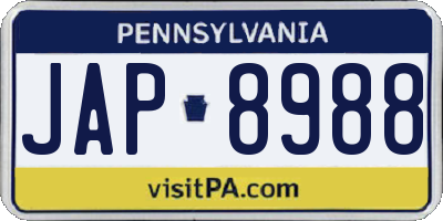 PA license plate JAP8988