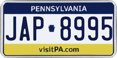 PA license plate JAP8995