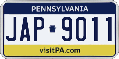 PA license plate JAP9011