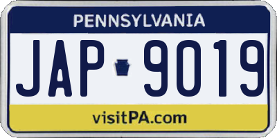 PA license plate JAP9019