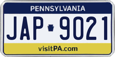 PA license plate JAP9021