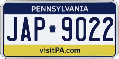 PA license plate JAP9022