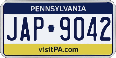 PA license plate JAP9042