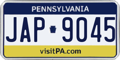 PA license plate JAP9045