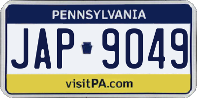 PA license plate JAP9049