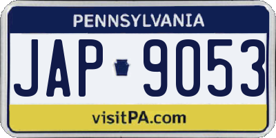 PA license plate JAP9053