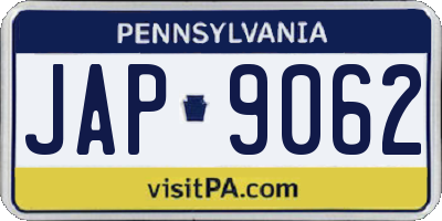 PA license plate JAP9062