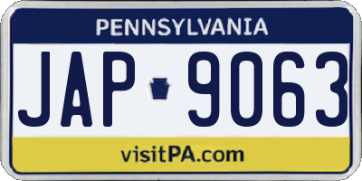 PA license plate JAP9063
