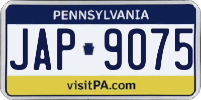 PA license plate JAP9075