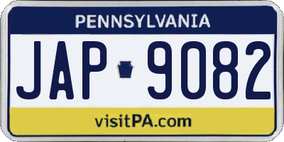PA license plate JAP9082