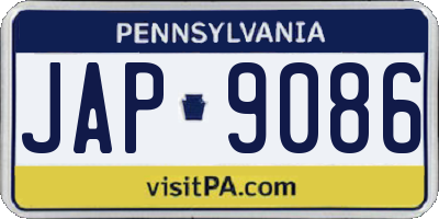 PA license plate JAP9086