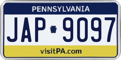 PA license plate JAP9097