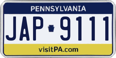 PA license plate JAP9111