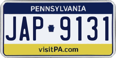 PA license plate JAP9131