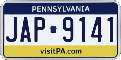 PA license plate JAP9141