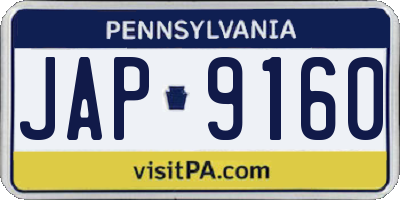 PA license plate JAP9160