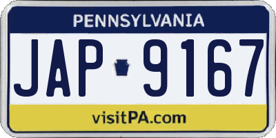 PA license plate JAP9167