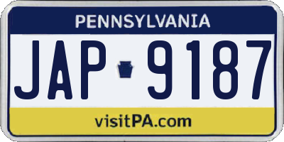 PA license plate JAP9187