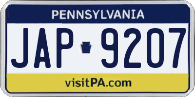 PA license plate JAP9207
