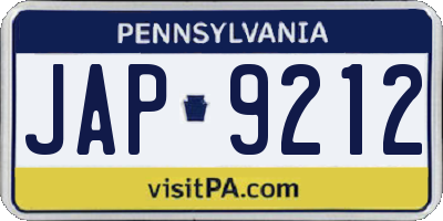 PA license plate JAP9212