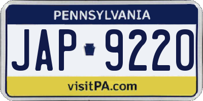 PA license plate JAP9220