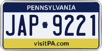 PA license plate JAP9221