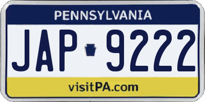 PA license plate JAP9222