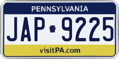 PA license plate JAP9225