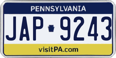 PA license plate JAP9243