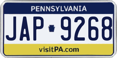PA license plate JAP9268