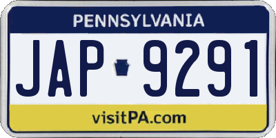 PA license plate JAP9291