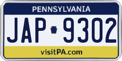 PA license plate JAP9302