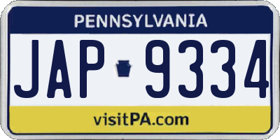 PA license plate JAP9334