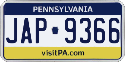 PA license plate JAP9366