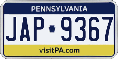 PA license plate JAP9367