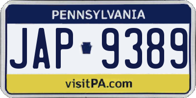 PA license plate JAP9389