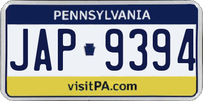 PA license plate JAP9394