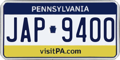 PA license plate JAP9400