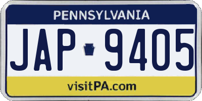 PA license plate JAP9405