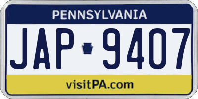 PA license plate JAP9407