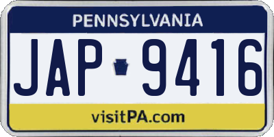PA license plate JAP9416