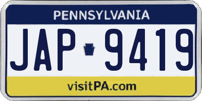 PA license plate JAP9419